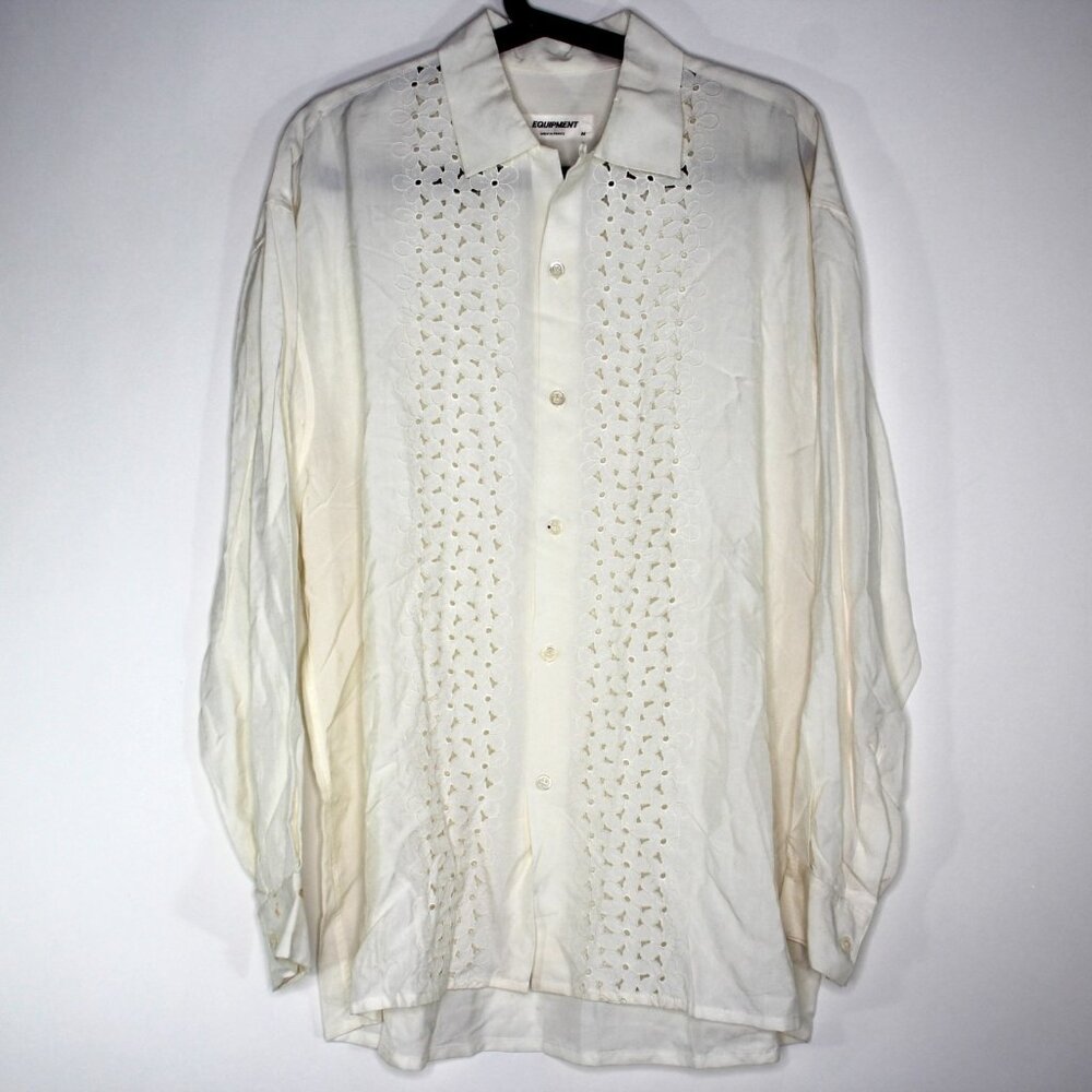 Equipment Mens Medium Rayon Flowy Loop Collar Button Up Shirt NEW RARE N1340